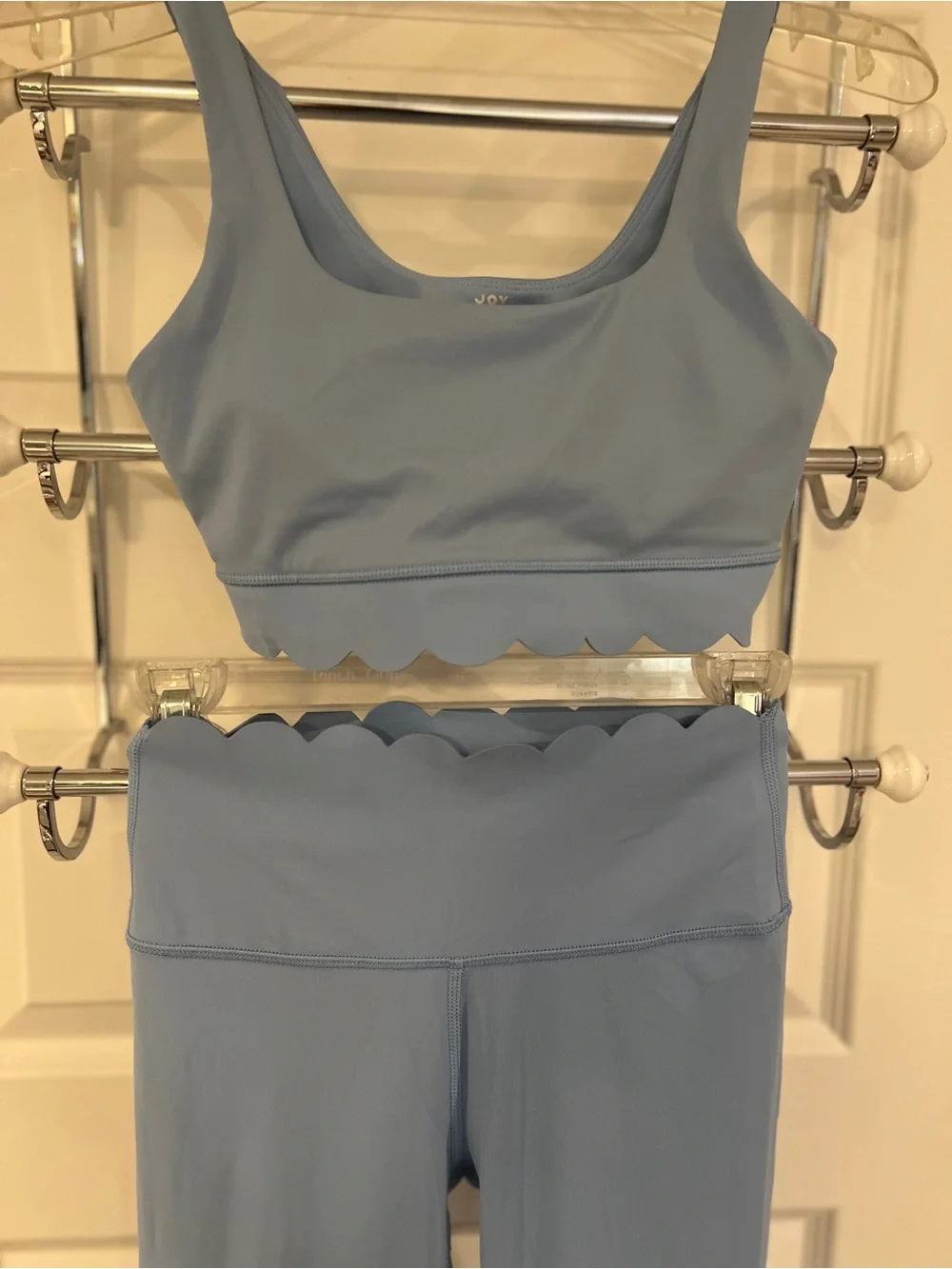 JoyLab Blue Scallop-Edge matching set Sports Bra + Leggings